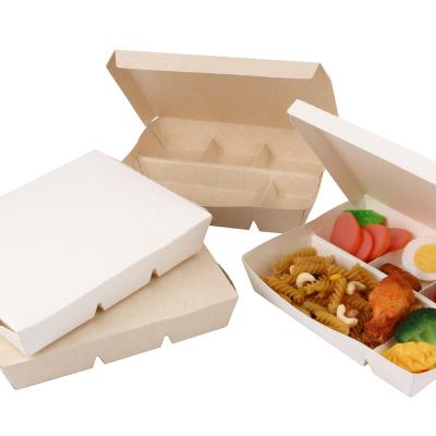 China Disposable High Quality Customized Natural Brown Recycled Kraft Cardboard Tube 5 Compartment Food Grade Paper Boxes For Fast Food for sale