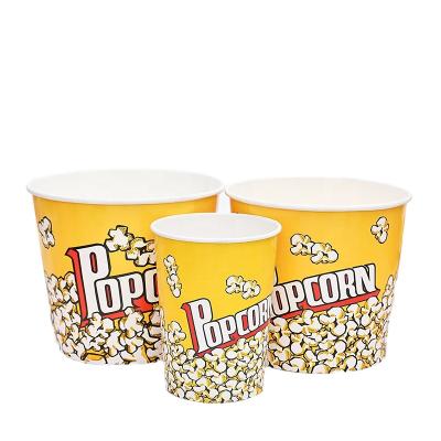 China Wholesale Custom Eco Friendly Cinema Paper Popcorn Buckets Family Paper Bowls Disposable Bucket For Popcorn for sale