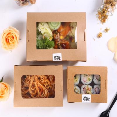 China Take Out Disposable Disposable Salad Box, Luxury Cardboard Sushi Food Packaging Boxes With Ant-log Window, Take Out Sushi Packing Container for sale