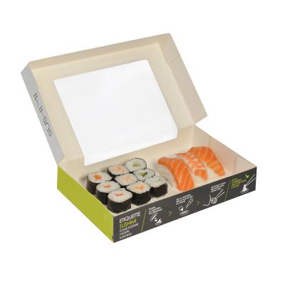 China Disposable fast food take away sushi paper box packaging printing logo sushi boxes for sale