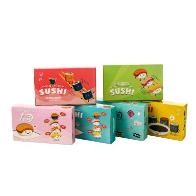 China Disposable Sushi Box Packaging Container Multiple Colors Cajas Para Sushi Takeaway Disposable Paper Box For Sushi for sale