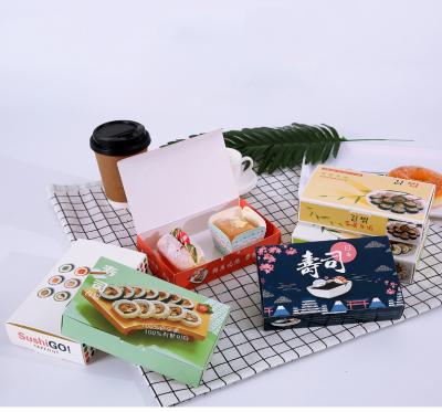 China Logo White Card Board Disposable Custom Made Disposable Biodegradable Kraft Paper Lunch Box Paper Take Out Food Packaging Sushi Box for sale