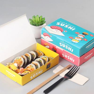 China High Quality Recycled Disposable Food Packing Crate Meal Box Thicken Cardboard Sushi Takeout Box for sale