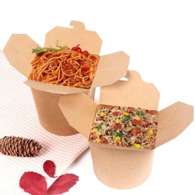 China Wholesale Eco Friendly Disposable Lunch Convenient Food Wrapping Disposable Salad Spaghetti And Quick Noodle Bento Wrapping Paper Box for sale