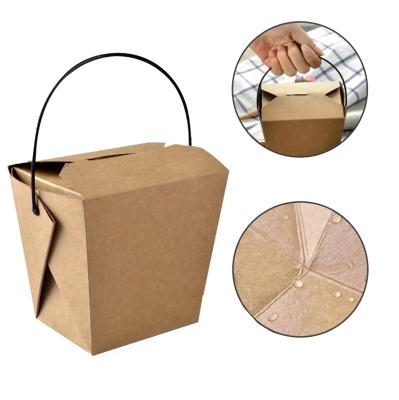 China Disposable 8oz 16oz 26oz 32oz Take Out Foldable Disposable Food Packaging Food Grade Noodle Paper Box With Handle for sale