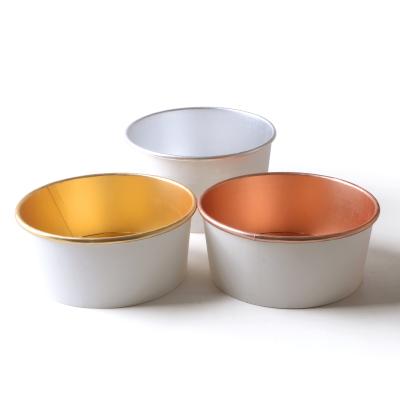 China Wholesale Good Quality Disposable Soup Paper Bowl Gold Foil Wrapping Paper Lunch Custom Printing Take Out Bowl With Lid For Food for sale