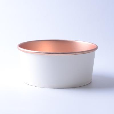 China Disposable Wholesale Custom Logo 9oz/16oz/24oz/32oz Paper Bowl Rose Gold Foil Kraft Paper Soup Bowl With Lid Takeout Food Bowl for sale