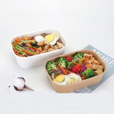 China Disposable Wholesale Recycled Custom Printed Disposable Paper Lunch Box Rectangle Container Food Packing Take Out Bowl for sale