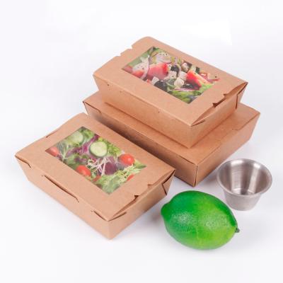 China Wholesale High Quality Disposable Custom Wrapping Paper Cardboard Salad Disposable Restaurant Take Out Box With Clear Window for sale