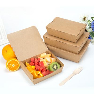 China Hot Selling Disposable Customized Leakproof Kraft Paper Food Box Vacuum Forming Nordic Salad Food Lunch Box With Lid for sale