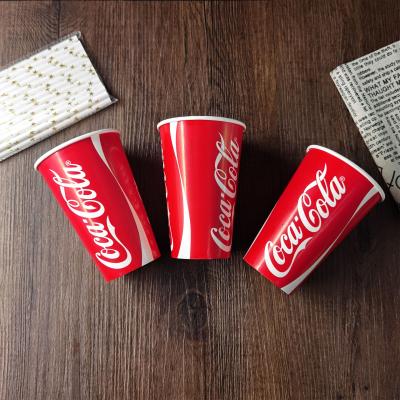 China Disposable Type 12 Ounce Coke Orange Juice Pepsi Cups Hot Biodegradable Disposable Paper Cups Paper Cup Single Wall Takeway for sale