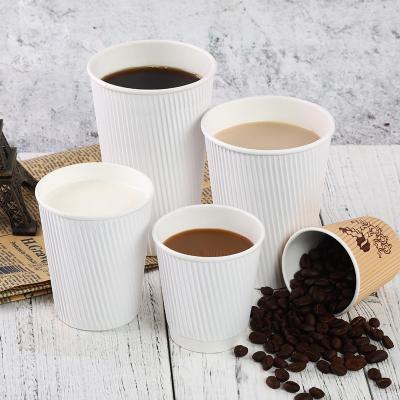 China Disposable Disposable Take Away Brown Kraft Customized 9oz 12oz 16oz 20oz Paper Cup For Hot Coffee With Lid With Corrugated Sleeves for sale