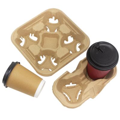 China 2021 hot sale paper cup holder tray paper pulp cup carriers/biodegradable disposable cup holders coffee paper for sale