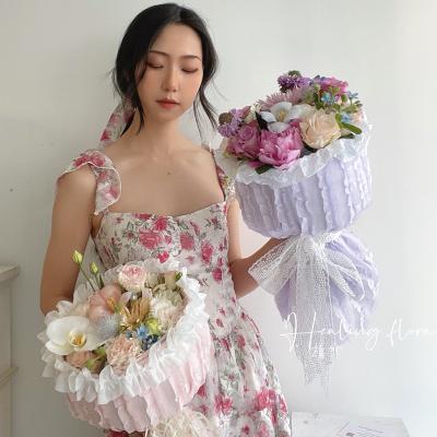 China Waterproof Princess Series Flowers Bouquet Packaging Gauze Net Mother's Day Art DIY Floral Mesh for sale