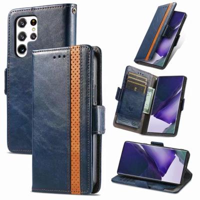 China Luxury Shockproof Case For Samsung S22 S22 Ultra Flip Leather Cell Phone Leather Wallet Cover Case for sale