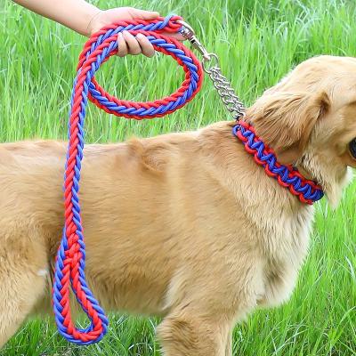 China Amazon Hot Product Personalized Multi Color Reflected Around Nylon Braided Rope Dog Leash For Pet for sale