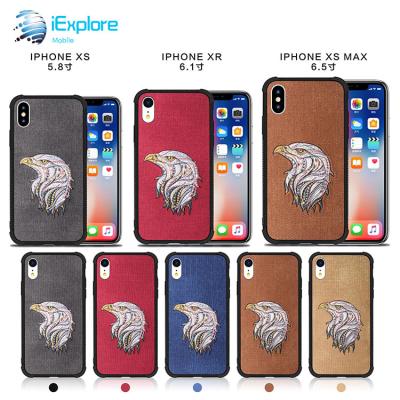 China Manufacturer iExplore 3D Embossment PC TPU 3D Embossed Hybrid Leather PU Leather Animal Eagle Phone Case For iPhone X XS Samsung m20 Max for sale