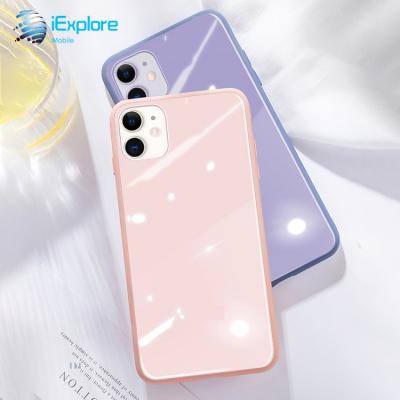 China iExplore Baby Skin Touch Liquid Silicon Tempered Glass Phone Case Silicon Tempered Glass Phone Case With Logo For iPhone 7plus 8 8 max max xs X plus 11 pro for sale