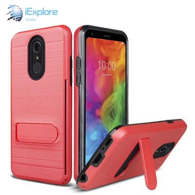 China Kickstand Armor Case with Card Slot iExplore Maker Dual Layer Kickstand Armor Case with Card Slot Hybrid PC TPU 2 in 1 Cell Phone Case for iPhone LG Q7 for sale