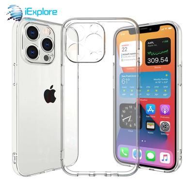 China iExplore Transparent Rock Clear Soft Shockproof 2mm TPU Phone Case With Smudge Proof Fingerprint For iPhone 13 Pro Max for sale