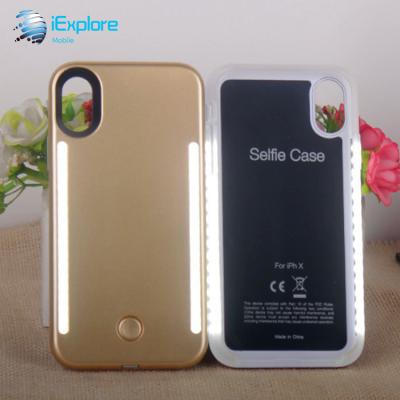 China Double Sides Maker iExplore Case Maker Selfie LED Flash Phone Light Selfie LED Fill Light Up Luminous Phone Case For Samsung S9 S10 iPhone xs Max for sale