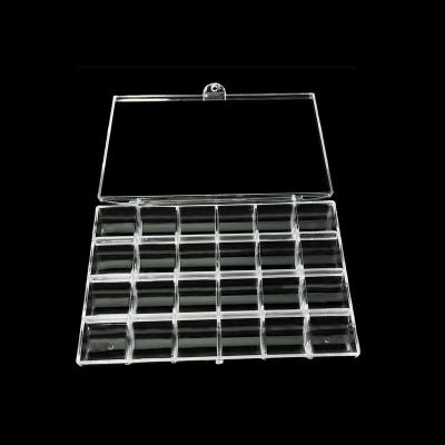 China Nail Art Tool Wholesale 24 Compartment Plastic Art Storage Empty Nail Container Custom Press On Nails Packaging Box for sale