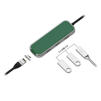 China Unique metal appearance 4 portable in 1 type-c hub 3xUSB 3.0 and RJ45 for sale