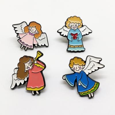 China Custom Soft Enamel Pin Angel Shape Custom Badge Personalized Logo Soft Enamel Pin Europe China Manufacture for sale