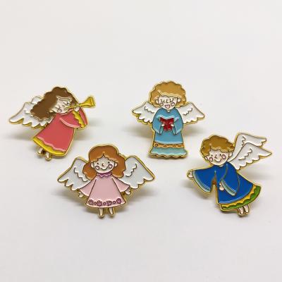 China Europe Enamel PIN Cugle Custom Soft Enamel Angel Christmas Ornaments Pins Badge For Collection for sale