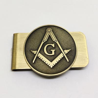 China Europe Quality Masonic Custom Gold Money Clip Brass Enamel Anti Pins Credit Card Holder Wallet Clip for sale