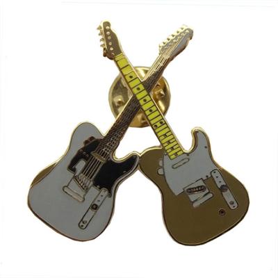 China The World Gold Silver Finish Enamel Design Electric Guitar Fashion Musical Badge Cugle Pin for sale