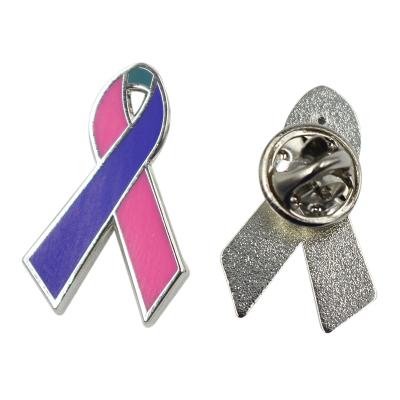 China Europe Factory Customized Black Pink Cancer Awareness Ribbon Pin Metal Soft Hard Breast Logo Lapel Badge Brooch Epoxy Enamel Pin for sale