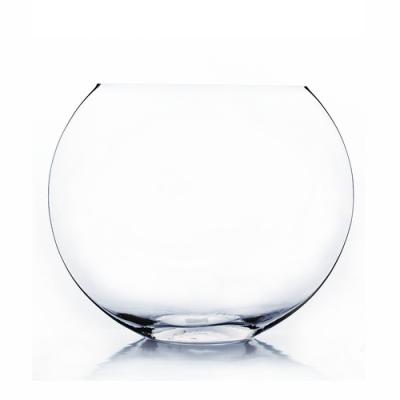 China New Classic/Postmodern Clear Oval Flat Bowl Moon Glass Vase for sale