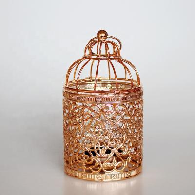 China Weddings Metal Birdcage Moroccan Votive Candle Holder Lantern Wedding Decor Hanging Top for sale