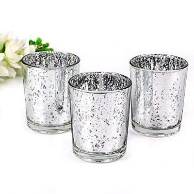 China Free Shipping Wholesale Hot Sale Amazon Gold Candle Holders Mercury Weddings Tealight Silver Glass Candle Holders Votive Set of 12 for sale