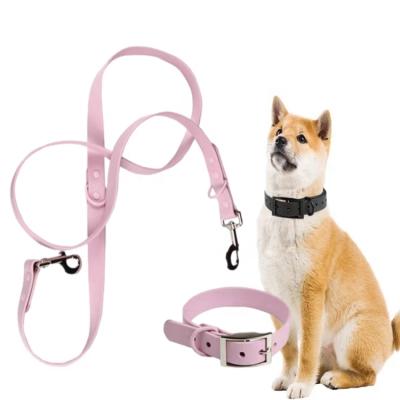 China QThonest High Quality Custom Made Dog PVC Dog Collar And Padded Waterproof Anti-fouling Dog Leash for sale