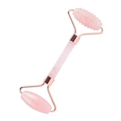 China Quartz Spike Roller Massager Tools Jade Roller Rose Silent Grip Roller Massage Stick Double Head for sale