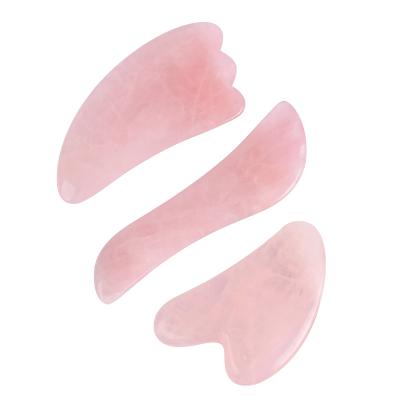 China 2020 Best Selling Amazon Facial Rose Quartz Massage Jade Gua Sha Scraping 3 in Set for Health for sale