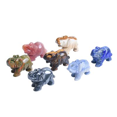 China Wholesale Africa Mixes 1 Dozen Carving Gemstone Elephant Figurine 38x20x10 Mm 1.5 Inch Animal Figurine for sale