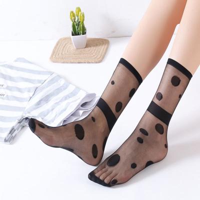 China Manzi New Viable Ultra-thin Black Ladies Bangs Women Acrylic Printing Silk Short Socks for sale