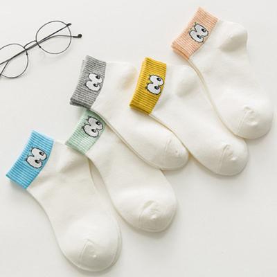 China MANZI New Cartoon Big Eyes Boat Breathable Female Girls Cotton Shorts Tube Socks Breathable Sock Girls for sale