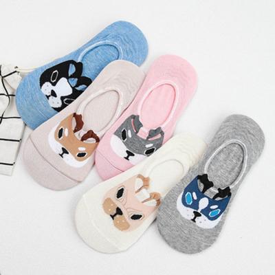 China MANZI Summer Breathable Warm Cool Dog Cartoon Boat Sock Girls Cotton Ankle Socks for sale