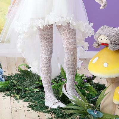 China 2018MANZI factory antibacterial jacquard hollow out children girl pantyhose young girls pantyhose for sale