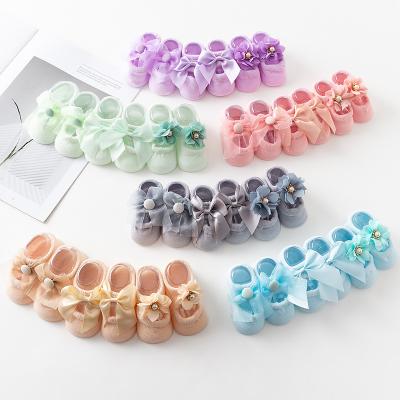 China 3PCS Summer Antibacterial Cotton Thin Children's Socks Lace Up Buckle Baby Shoes Socks Breathable Baby Bow Socks for sale