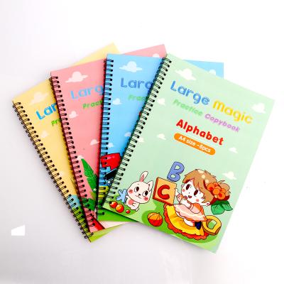 China Customized Reusable Hand Printed Large Size A4 Writing Magic Practice English Notebooks Set Magic Calligraphy Discovery Books For Kids for sale