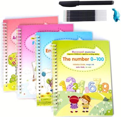 China Gift English Reusable Notebook Sets For Kids Dipped Hand Writing Calligraphy Tracing Magic Practice Notebooks for sale