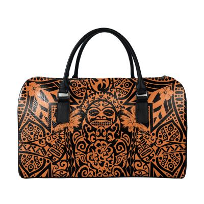 China Samll MOQ Fashion Trend Fashion Travel Bags Polynesian Portable Luggage Custom Printing PU Leather Cross - Body Handbags for sale