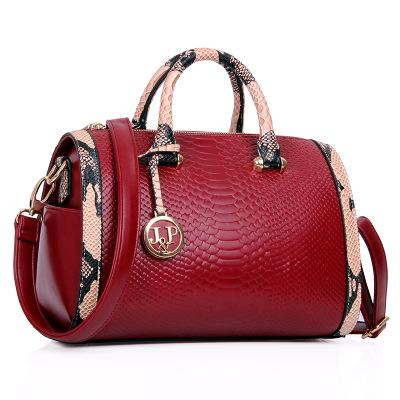 China Fashion Sling Lady Bags Large Capacity Women's Handbag Snake Boston Leather Handbag For Women Luxury for sale