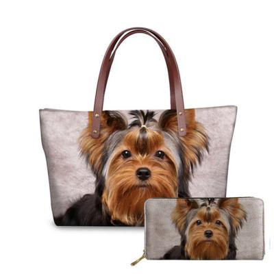 China Normcore / Custom Handbags Yorkshire Pet Factory Women Purse Long Top-handle Casual Bags Minimalist Custom Dog Printing and Handbag for sale