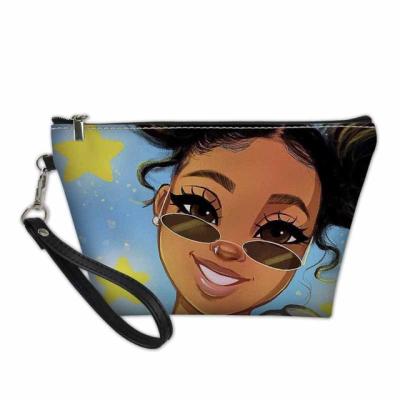 China Wholesale Custom Hot Fashion Afro Black Girl Ladies African Ladies Beauty Makeup Pouch Eco-Friendly Sale With Zipper Travel Makeup Bag Private Label for sale